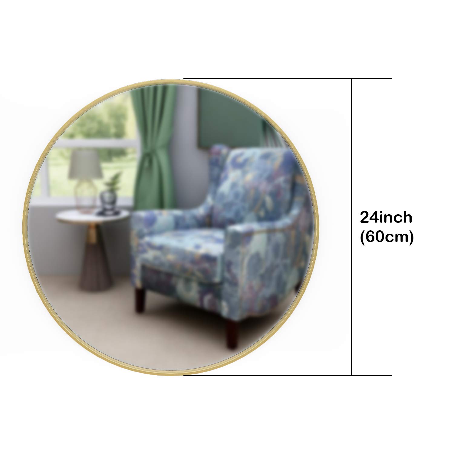 LYNSLIM 24” Golden Metal Frame Round Vanity Mirror - Decorative Wall Mirror for Bedroom Bathroom Washroom Living Room Entrance Mirror