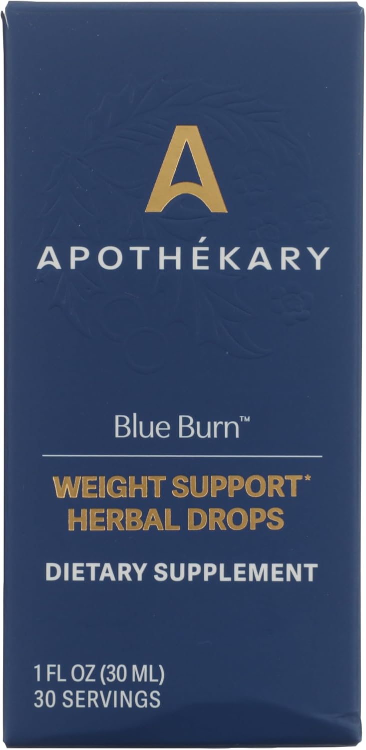Apothékary Blue Burn Herbal Supplement Liquid Drops, Metabolism and Weight Management Support, Clinically-Tested, Made in the USA, 1 Fl Oz, 30 Servings