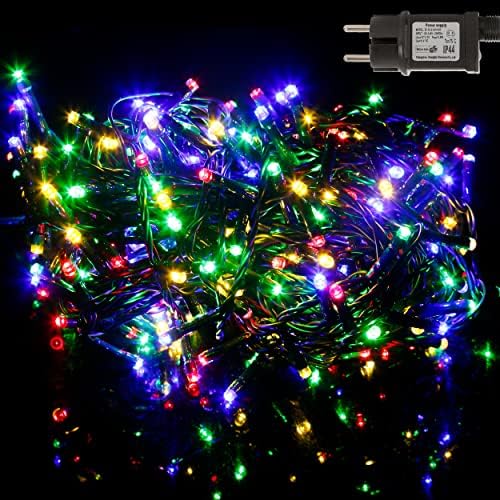 Etrexonline Guirnalda Luces de Árbol de Navidad Cadena de Luces 7M 140 LED (Multicolor) Cable Verde y 8 modelos de lluminación Impermeable para Interior y Exterior