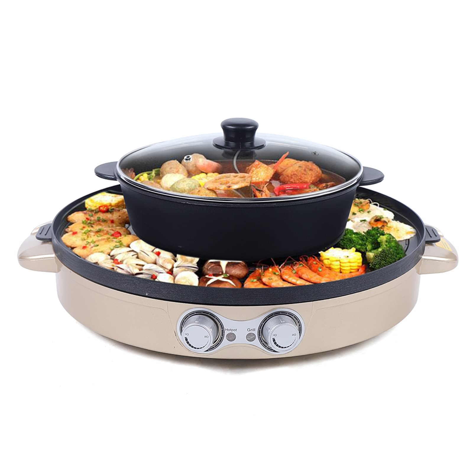 2 in 1 Bbq Grill Hete Pot 2200W Multifunctionele Elektrische