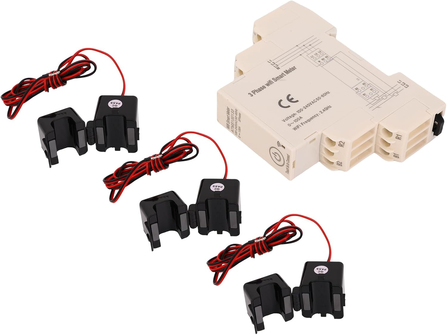 Smart WiFi Energy Meter, Three Phase Monitoring with 100A Sensors 4 6174vr07MRL. AC SL1500