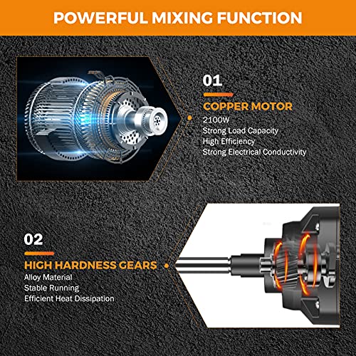 Beamnova Electric Handheld Cement Mixer 2100W Concrete Mixer Machine Industrial Portable Hand Paint Stirrer For Mixing Feed, Oil Paint, Resins #TOP3