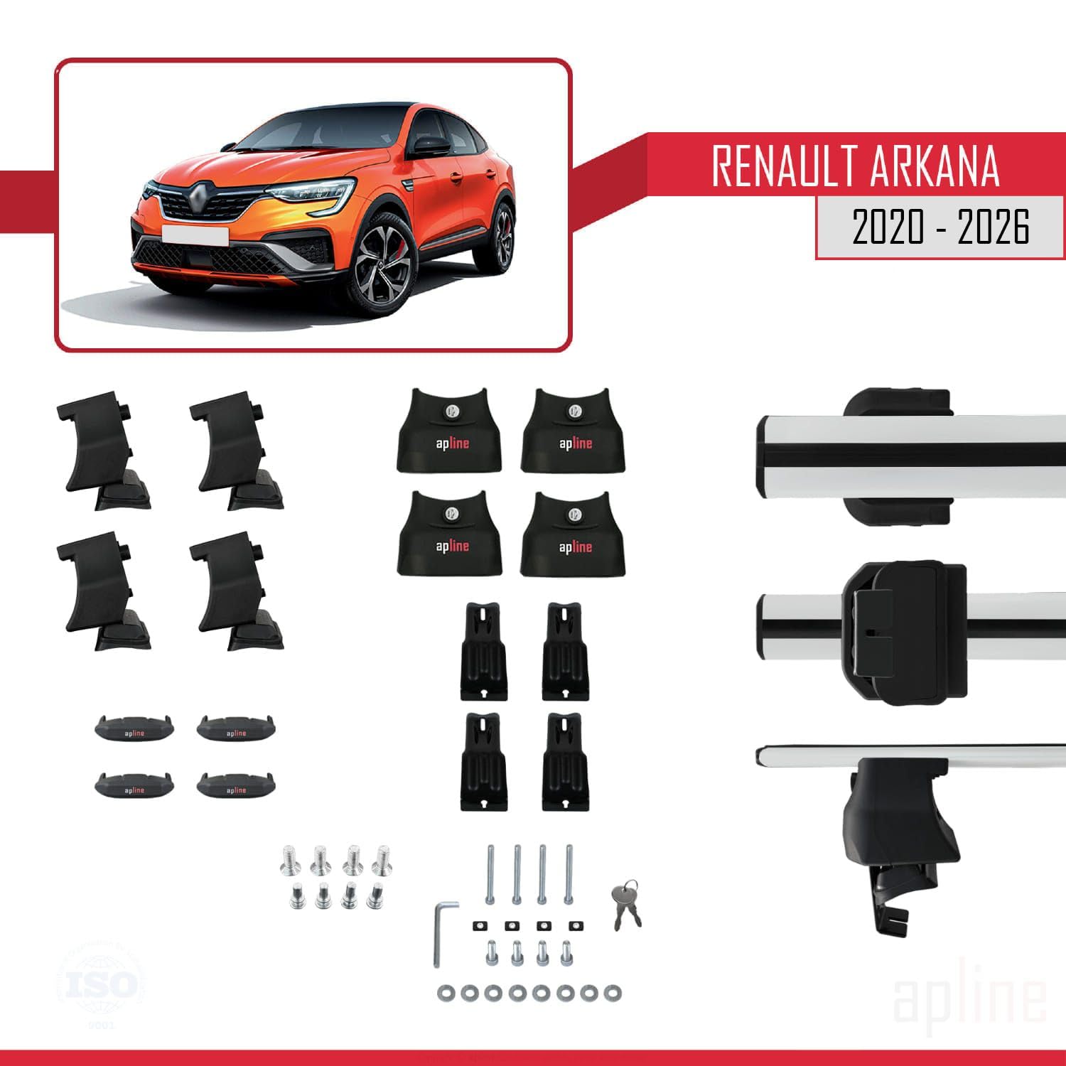 Compatible con Renault Arkana 2020-2023 Barras portaequipajes ACE-4, color gris