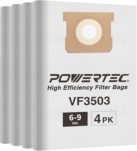 POWERTEC VF3503 Size B Shop Vac Bags for Ridgid 4 Pack…