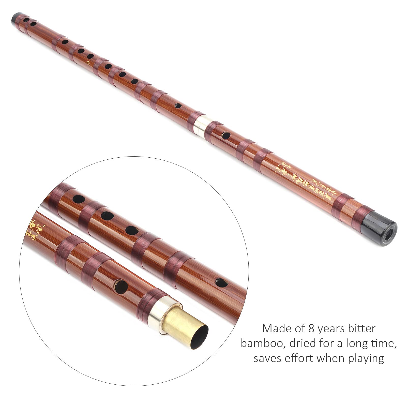 Flûte Bambou, Idéale Débutants avec Étui de Rangement, Instrument Traditionnel Chinois Clé C, for Étudiants Musique Folklore et Cadeau Culturel