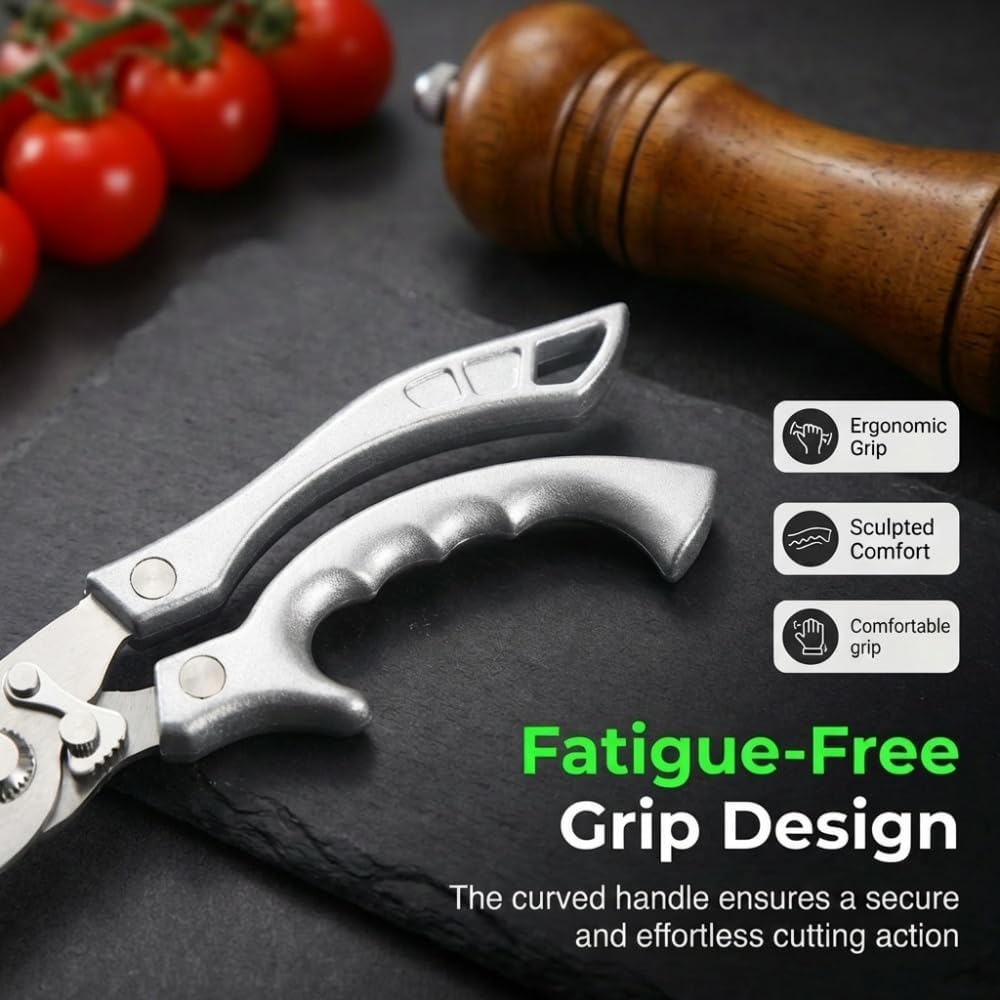 Multi-Purpose Kitchen Shears with Safety Lock, Professional Heavy Duty Poultry Shears Meat Scissors, Multiple Uses - Fish Scaler + Walnut Cracker + Bottle Opener for Chicken Turkey Bones (2pcs)
