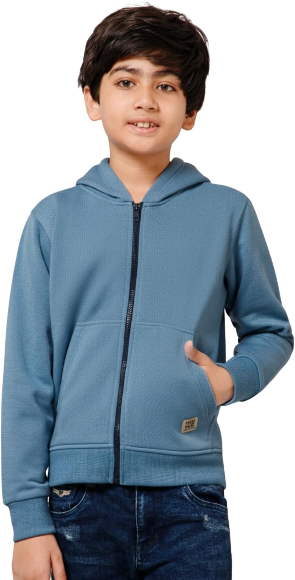 Alan Jones Clothing Boys Regular Fit Zipper Hooded Sweatshirt | Kangaroo Pocket & Drawstring Hood