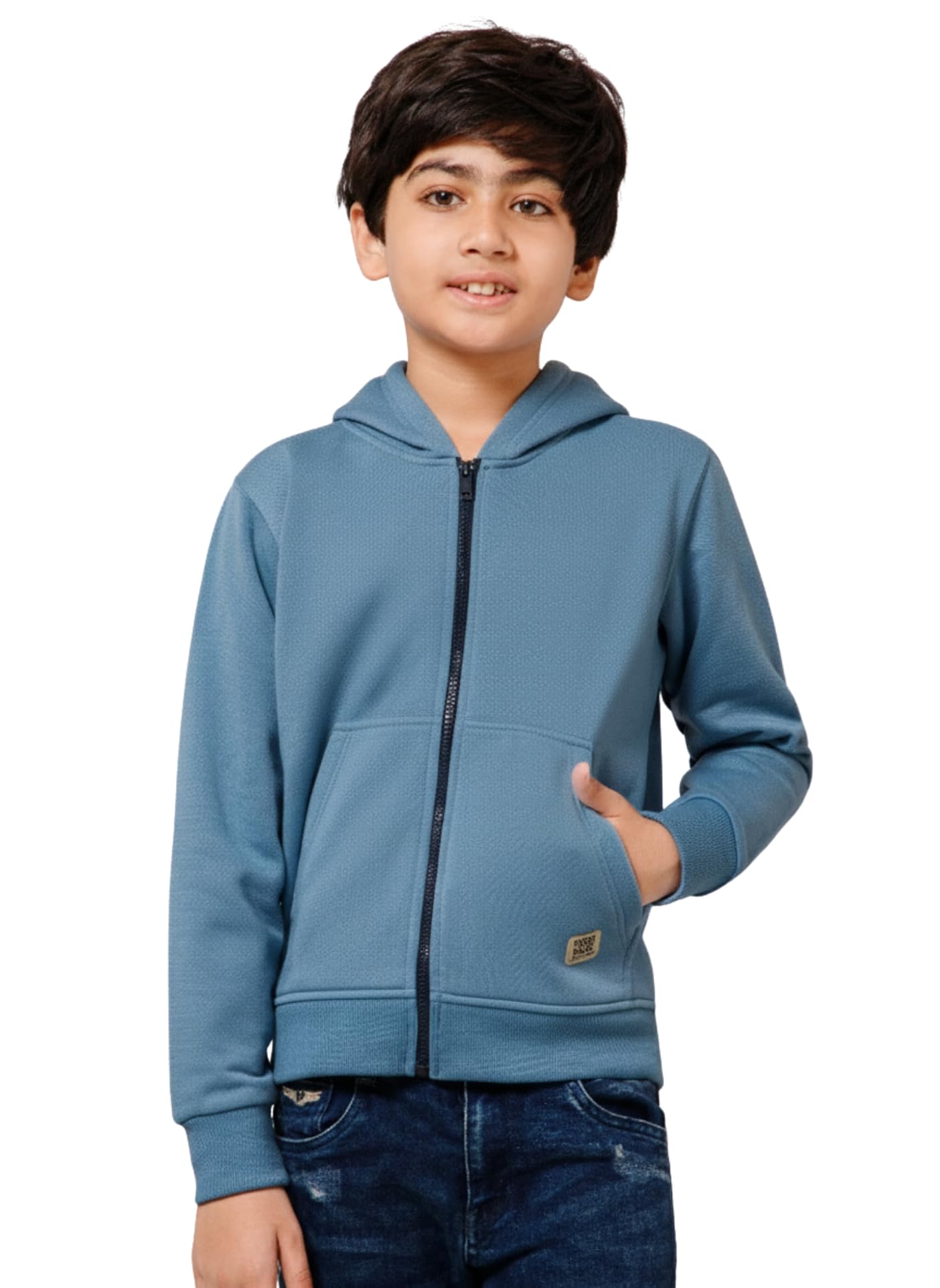 Alan Jones Clothing Boys Regular Fit Zipper Hooded Sweatshirt | Kangaroo Pocket & Drawstring Hood