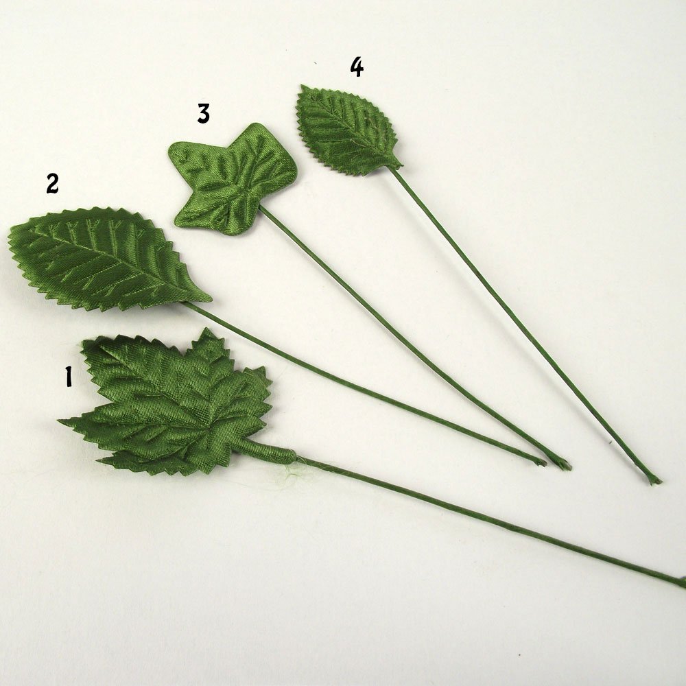Meena Supplies Bundle of 20 Mini Satin Buttonhole Leaves (2) Large Spiky - Artificial Flowers