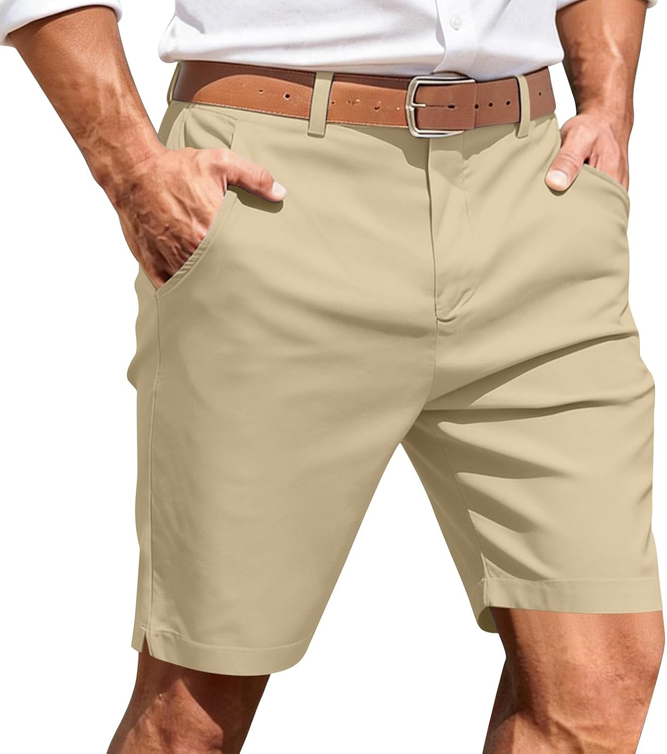 Mens Golf Shorts Lightweight Quick Dry Elastic Waist Dress Work Shorts Casual Travel Hiking Short Pants with Pockets