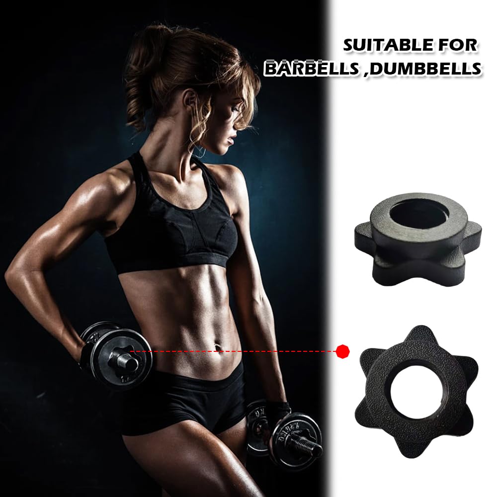 PMTFUMY 4 PCS Spin-Lock Dumbbell & Barbell Clips with Hex Nut Design ,Barbell Clips,Anti-Slip Screw Clamps for Secure Weight Lifting and Fitness Training - Image 4