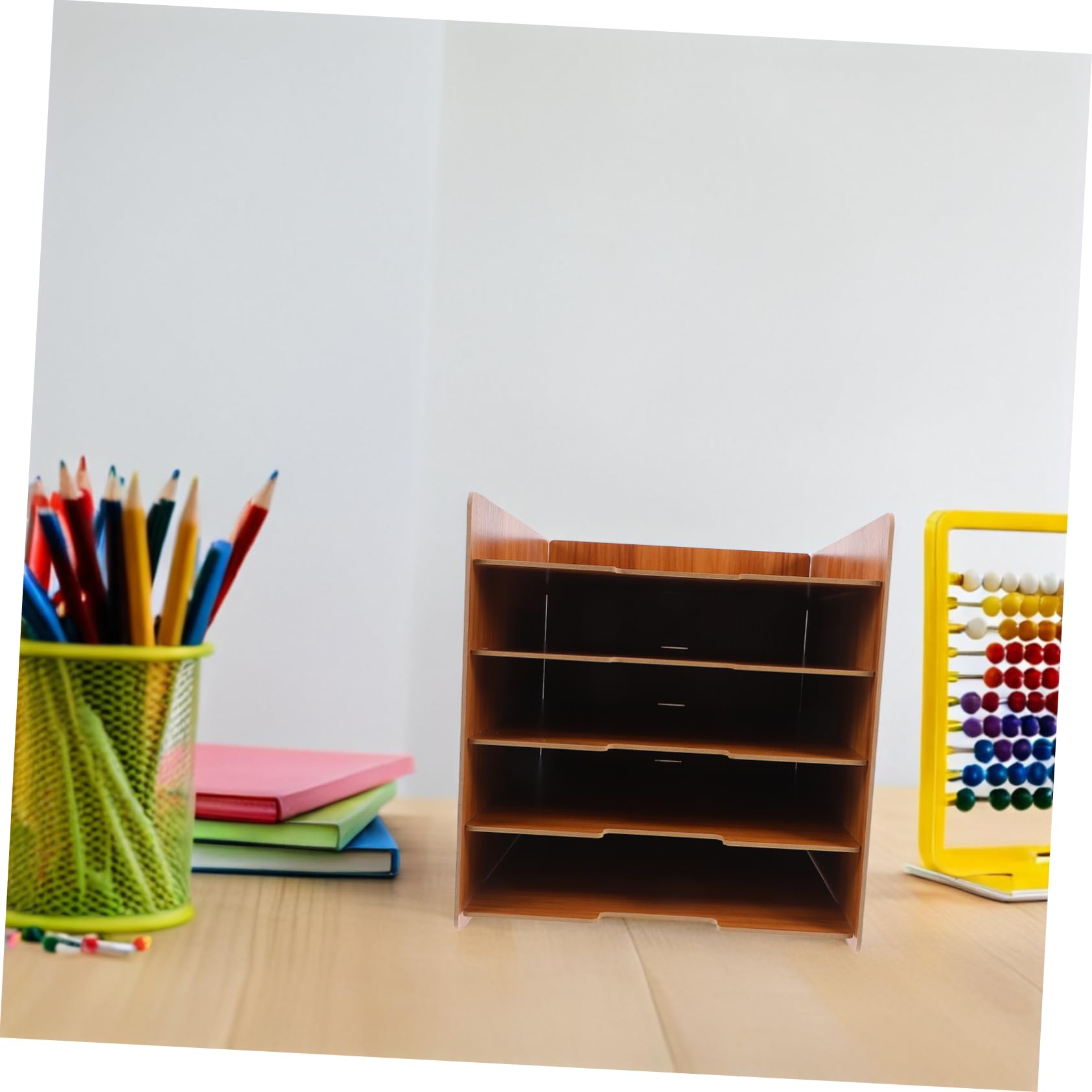 TEHAUX Organizzatore Documenti da Scrivania in Legno Multistrato Stabile per Ufficio e Casa