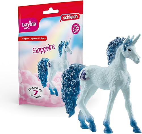 Schleich bayala, juguetes coleccionables de unicornio de edición limitada para niñas y niños, figuras de unicornio con piedras preciosas, zafiro