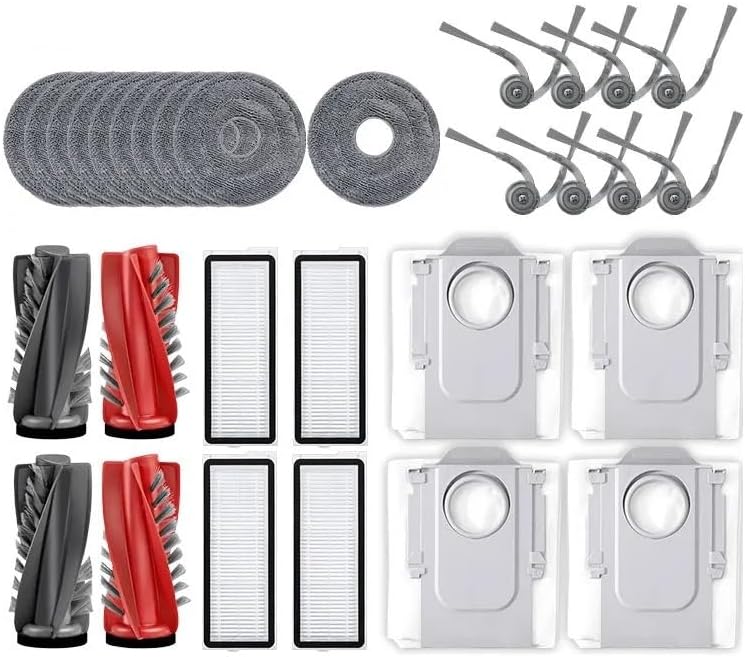 Compatible with (Roborock Qrevo Edge/EdgeC/Edge S5A / 5V1 / Curv) Vacuum Parts Main Roller Side Brush Hepa Filter Mop Cloth Dust Bag(Combination Pack 2)