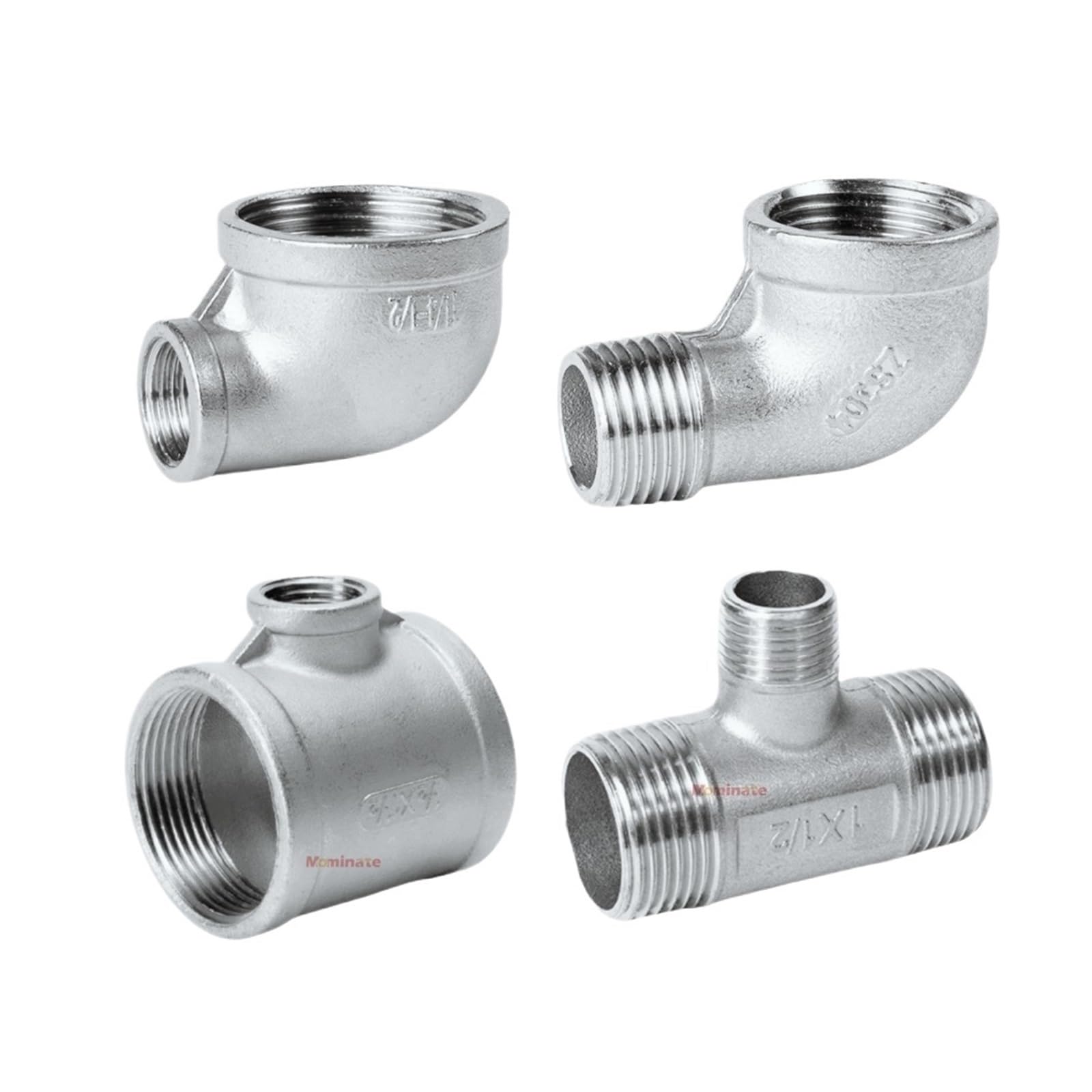 1/4 "1/2" 3/4 "1" BSP hembra rosca macho Tee reductor de acero inoxidable codo adaptador de junta a tope acoplador accesorios de plomería