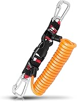 Vista 8 de Buceo Cordón retráctil, doble clips de acero inoxidable y núcleo en espiral anti-pérdida cordón con hebilla de liberación rápida
