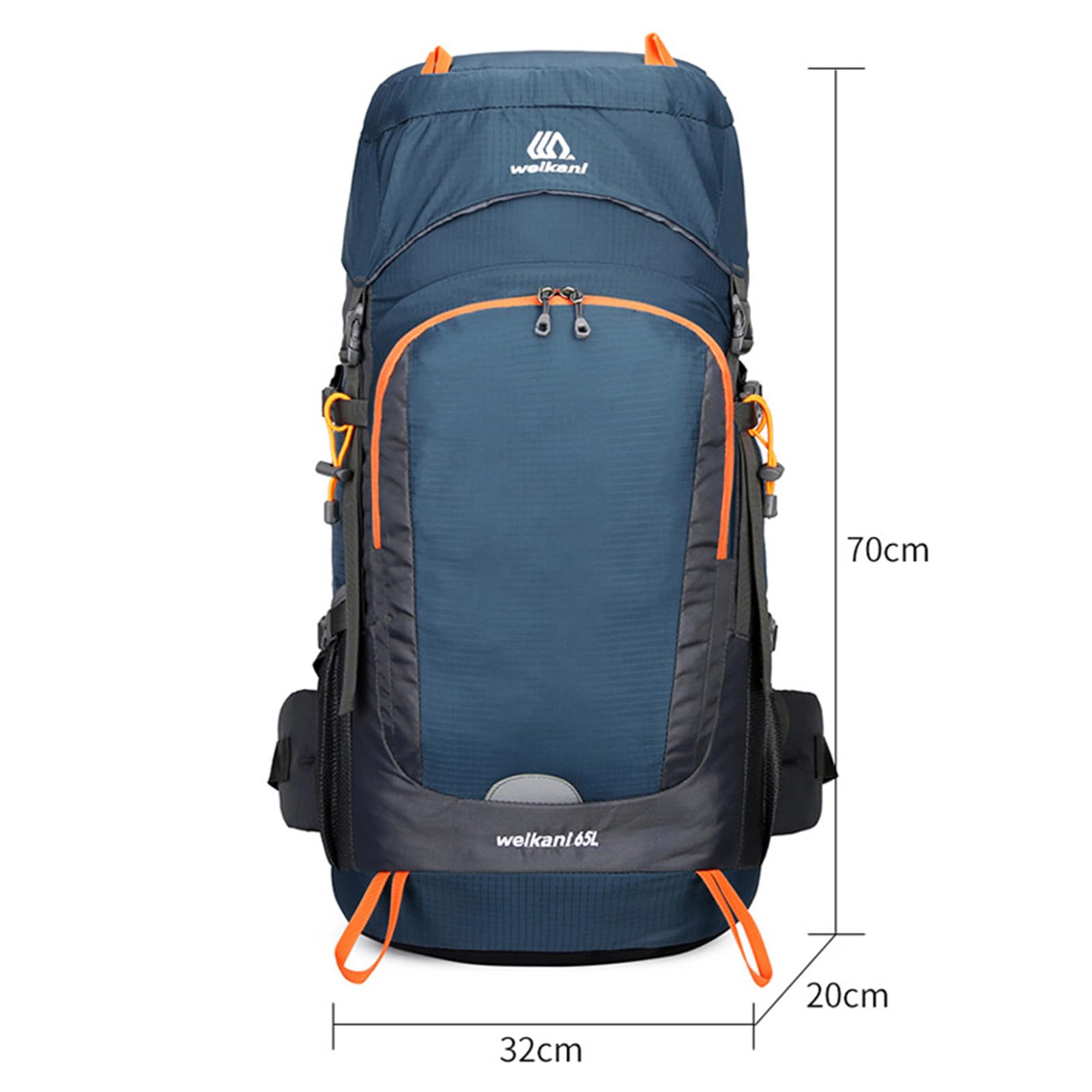 Wodoodporny plecak turystyczny na kemping, 65 l, z wieloma kieszeniami, z osłoną przeciwdeszczową, wodoodporny, lekki, outdoorowy, sportowy, na kemping, trekking, turystykę