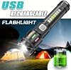 Flashlight Led USB RECHARGEABLE-Ultra Powerful Bright Medium Size Flashlight [Energy Class A++]Media Lamp Earthquake,Police,Gendarmerie,Police,Watchman Zoom High Lumen (HIGH BRIGHTNESS) [Energy Class A++]