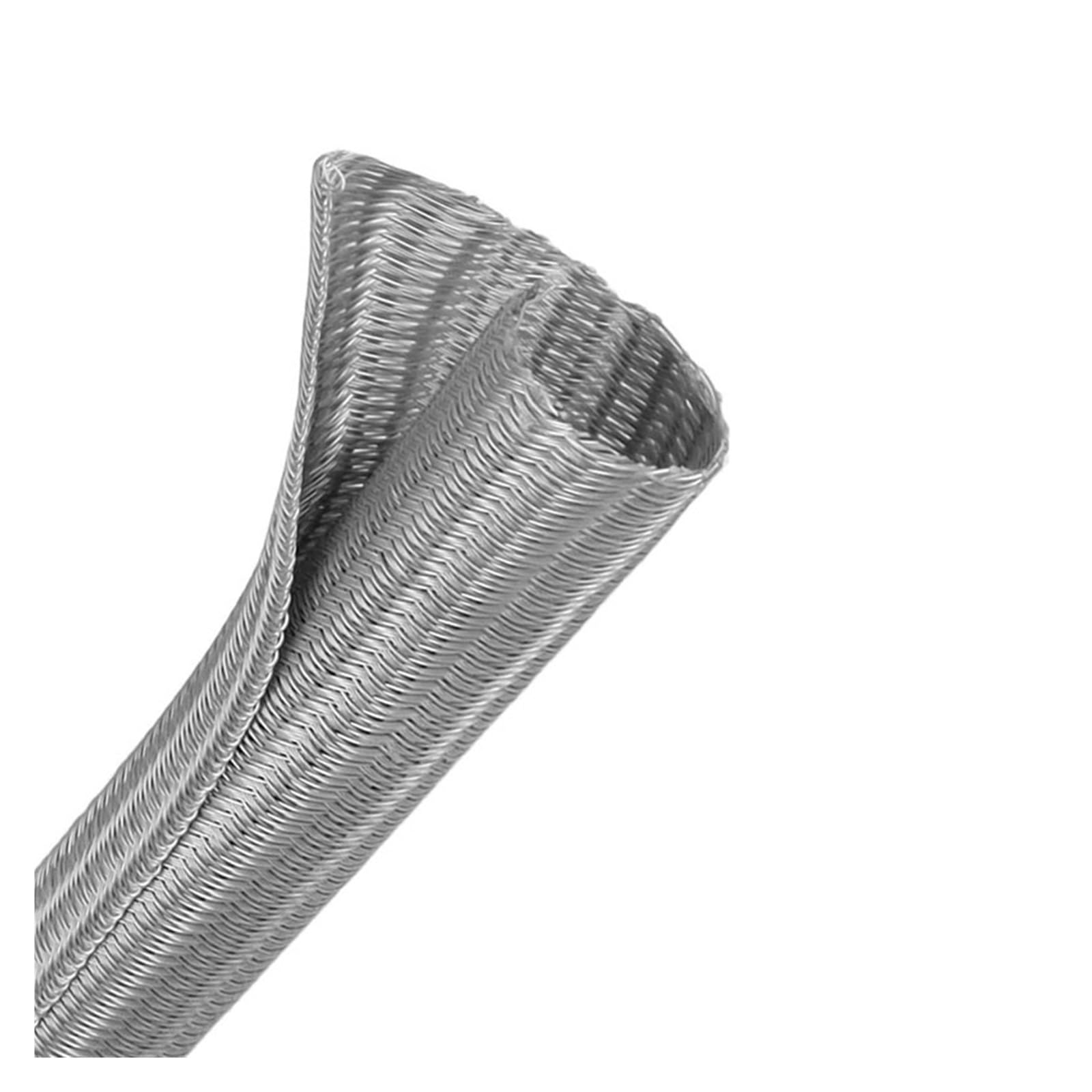 Guaina for cavi intrecciata in PET da 3-32 mm, autochiudente, sovrapposizione automatica delle linee, avvolgicavo flessibile for tubi divisi(Grey,8mm,5 meters)