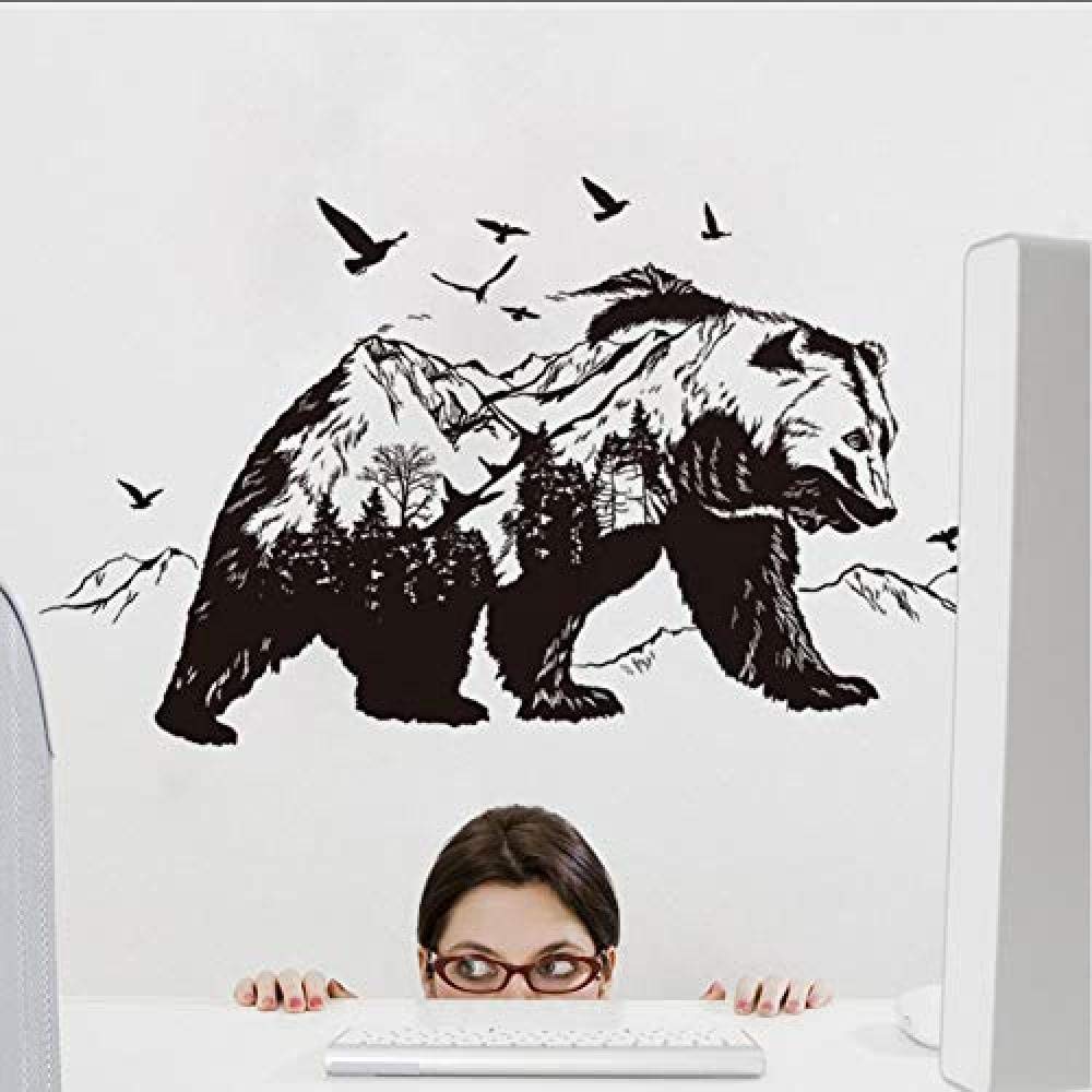 Papel pintado Mural no tejido XXL Osos negros pez montaña etiqueta de la pared calcomanías de arte diy decoración del hogar diseño vinilo pared tatuaje vinilos mural cartel 3D Fotomurales
