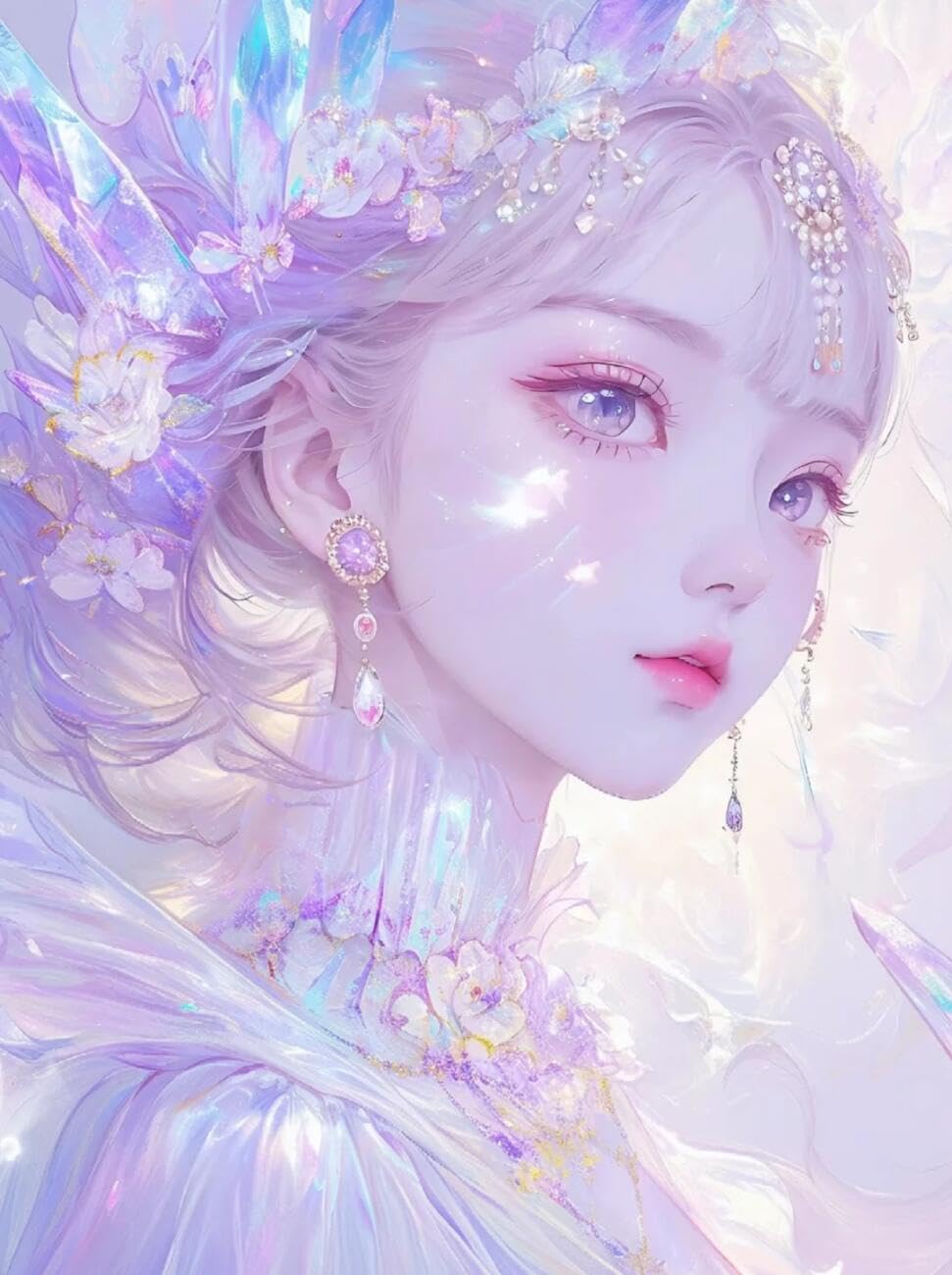 RKFLGEW 14CT Counted Cross Stitch Kits Fantasy Women and Flowers Cross Stitch Starter Set for Adults DIY Needlepoint Kits Embroidery Patterns Home Decoration 40x50cm