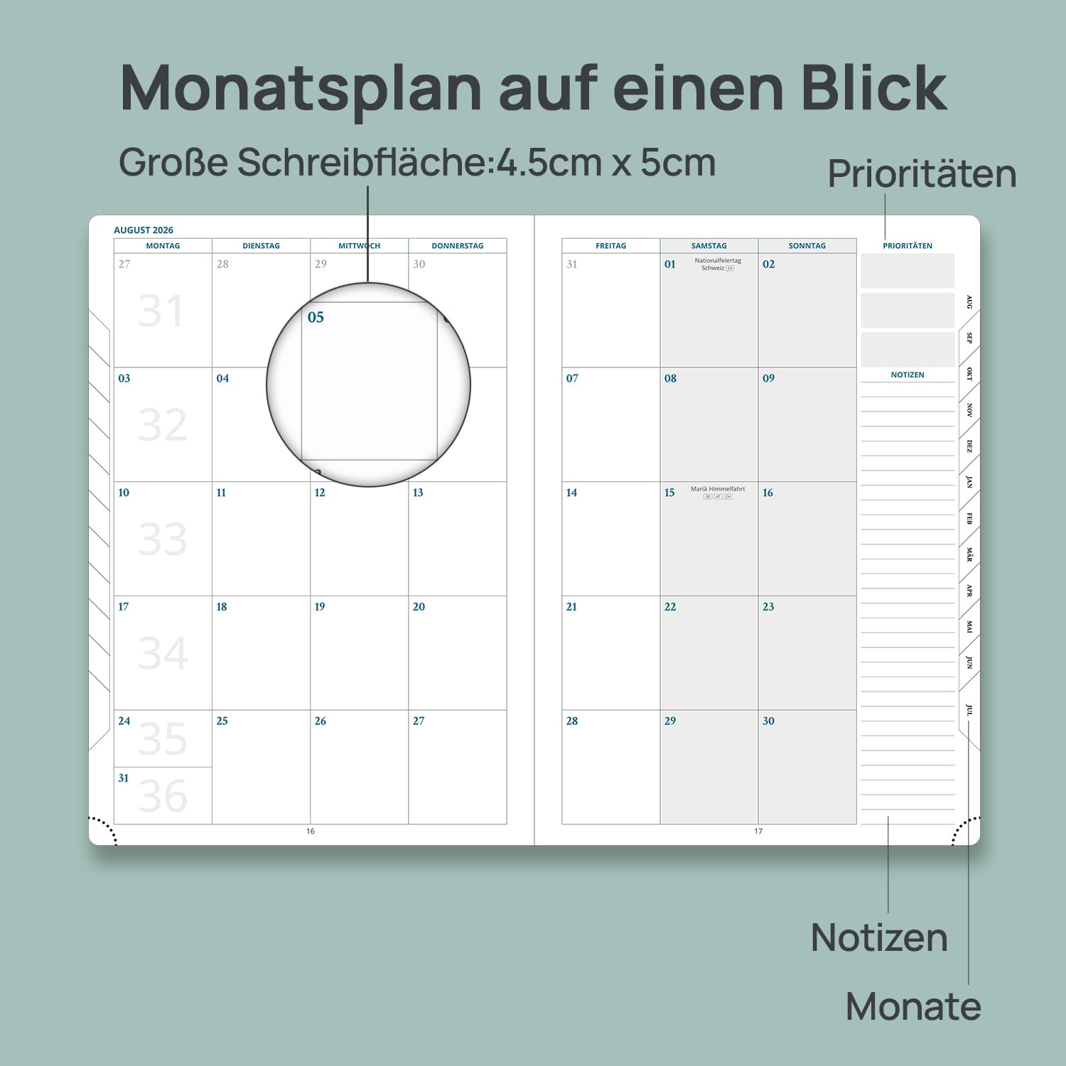 POPRUN Lehrerkalender 2026 2027 A4 auf Deutsch - Lehrerplaner 26/27 für die Unterrichtsvorbereitung mit Monatliches Register. Schulplaner mit PU-Leder Hardcover für Lehrerinnen und Lehrer (Beige)