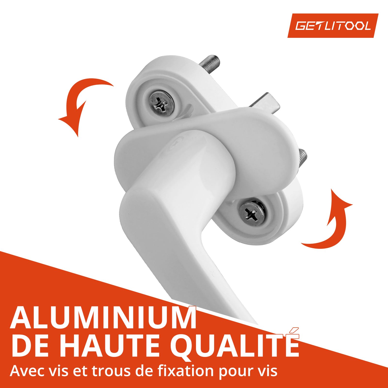 GETLITOOL Poignée de Fenêtre Blanche Aluminium sans Clé Sécurité Enfant Longueur de Tige 35mm