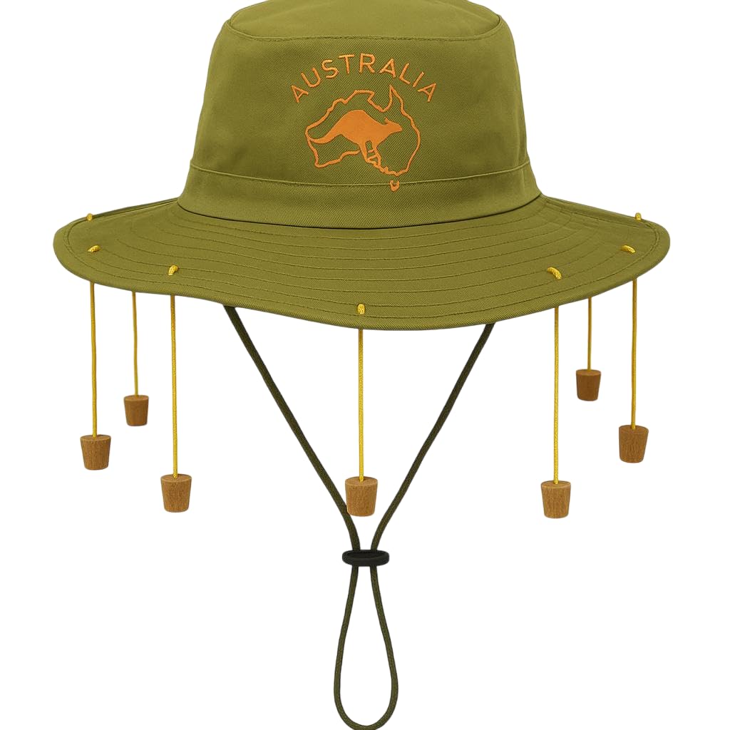 labreeze Australian Cork Headwear for Men – Classic Outback Bushman Style with 10 Dangling Corks, Fancy Dress Costume Accessory for Festivals, BBQs, Australia Day & Themed Events