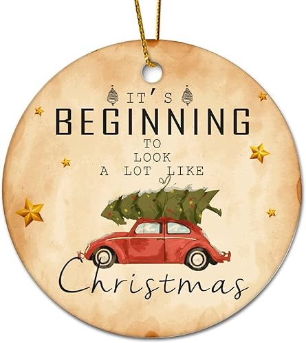 Miniatura 3 de Adornos redondos de cerámica de Navidad que está empezando a parecerse mucho a los adornos del árbol de Navidad para Año Nuevo, Navidad, cumpleaños,