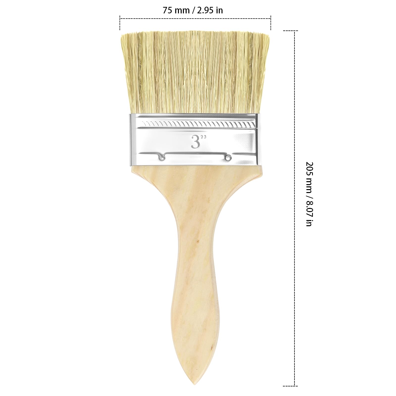 30 pennelli piatti da pittura, 7,5 x 20,5 cm, manico in legno, pennello largo, colore legno, setole sintetiche, setole per verniciare, dipingere