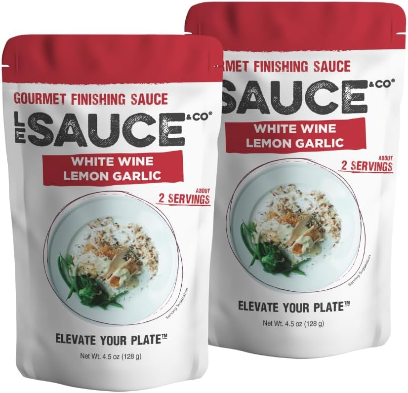 Le Sauce & Co., White Wine Lemon Garlic Gourmet Finishing Sauce (2-pack), Lemon Sauce, Garlic Sauce, White Wine Sauce, Steak Sauce, Chicken sauce, Shrimp Seasoning, Pasta, Bread, Chicken Breast