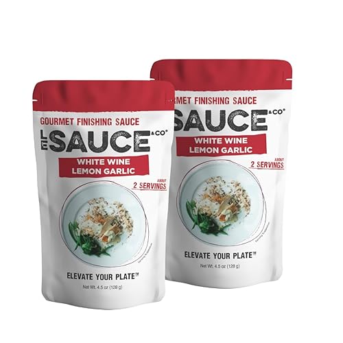 Le Sauce & Co., Salsa gourmet de acabado con ajo y limón (2 unidades), salsa de limón, salsa de ajo, salsa de vino blanco, salsa de bistec, salsa de