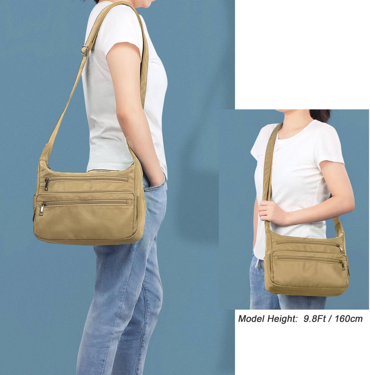 VOLGANIK ROCK RFID Purses for Women Fabric Nylon Multi Pocket Crossbody Bag Ladies Travel Handbag - Image 2