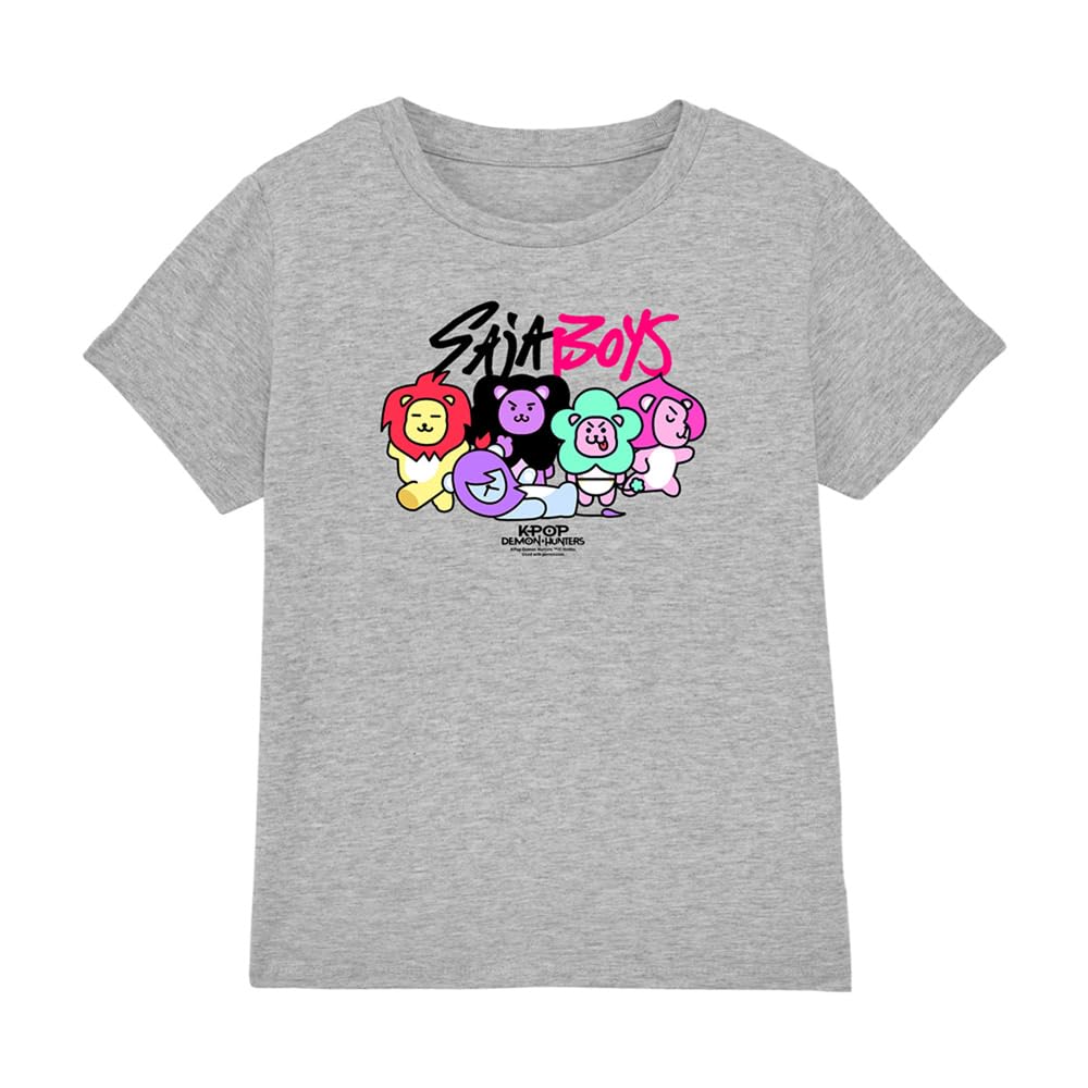 Kpop Demon Hunters Saja Boys Lion Mascots Kids T Shirt, Athletic Heather, 12-13Y
