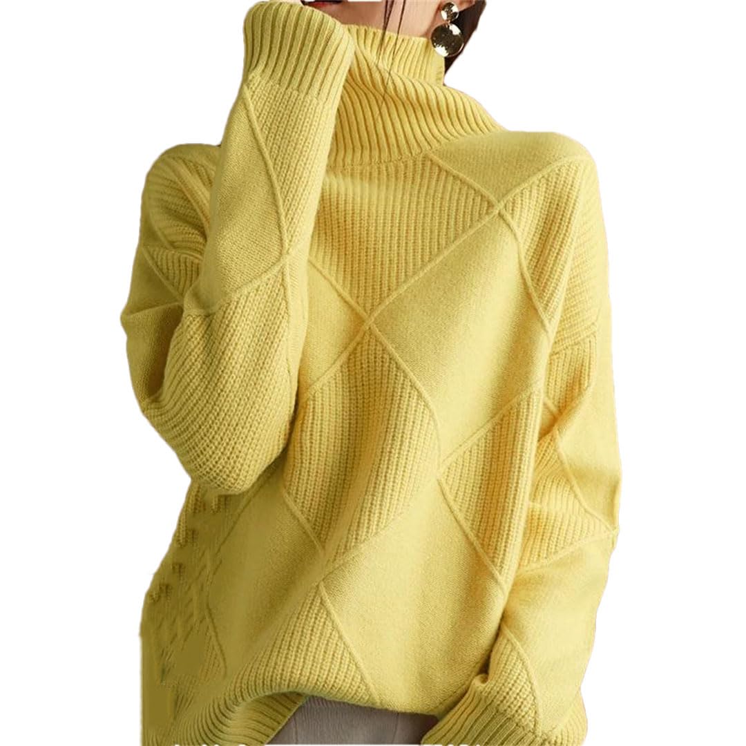 Damski sweter z golfem w jednolitym kolorze z golfem wełniany luźny sweter plus size