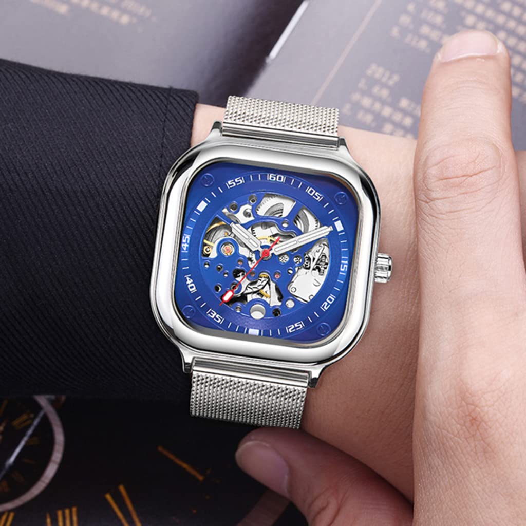 Modny biznesowy męski zegarek mechaniczny mechanizm trzyczęściowy skórzany pasek pusty zegarek, średnica tarczy 42 mm
