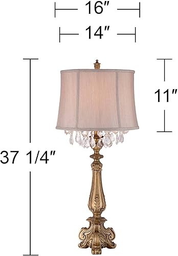 Miniatura 4 de Barnes and Ivy Dubois - Lámpara de mesa tradicional francesa de 37.25 pulgadas de alto, cristal dorado antiguo, decoración para sala de estar,