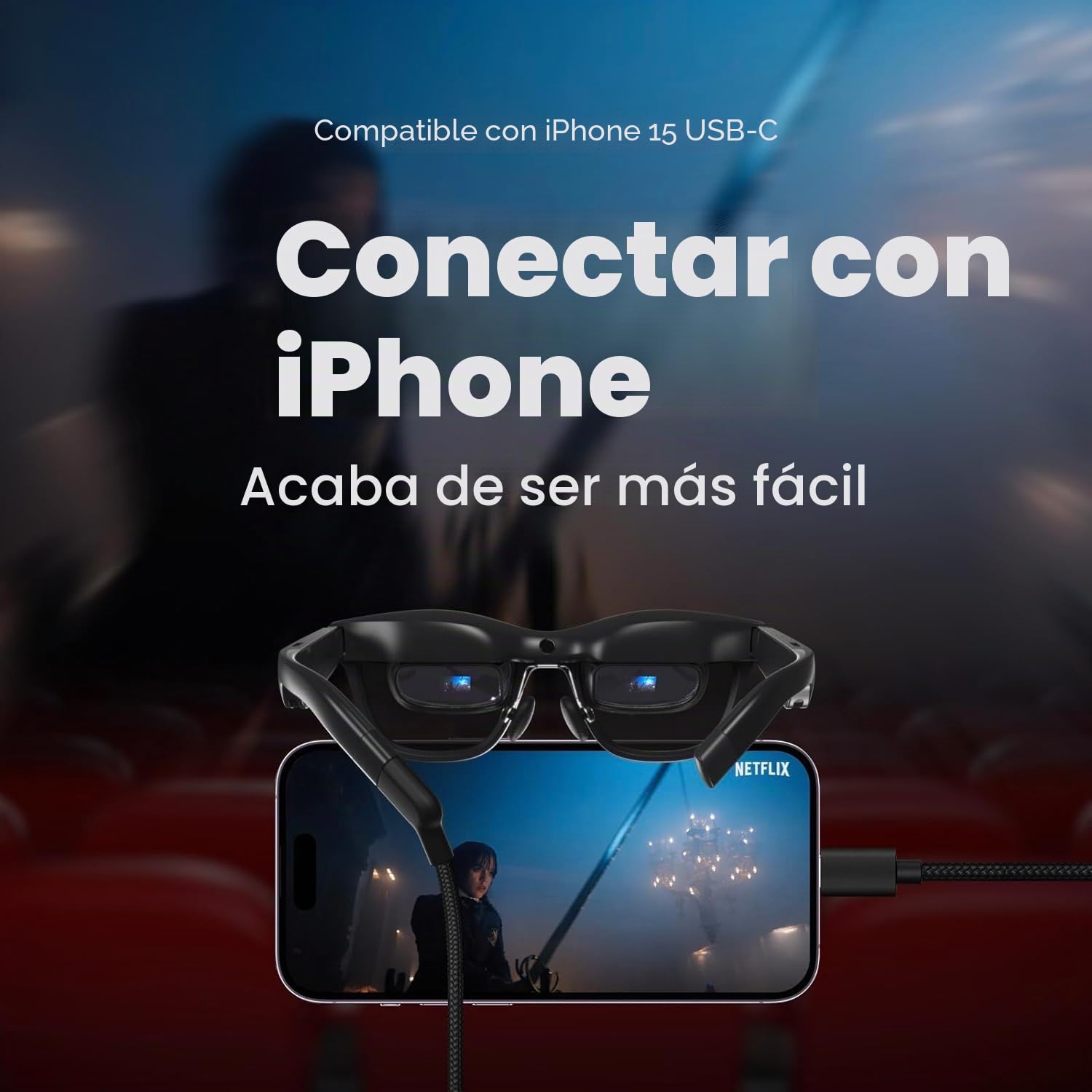 XREAL Air AR Glasses, Gafas Inteligentes con un 201'' Masivo Teatro Virtual Micro-OLED, Gafas de Realidad Aumentada, Transmitir y Jugar en PC/Android/iOS, Compatibles con Consolas y Juegos en la Nube