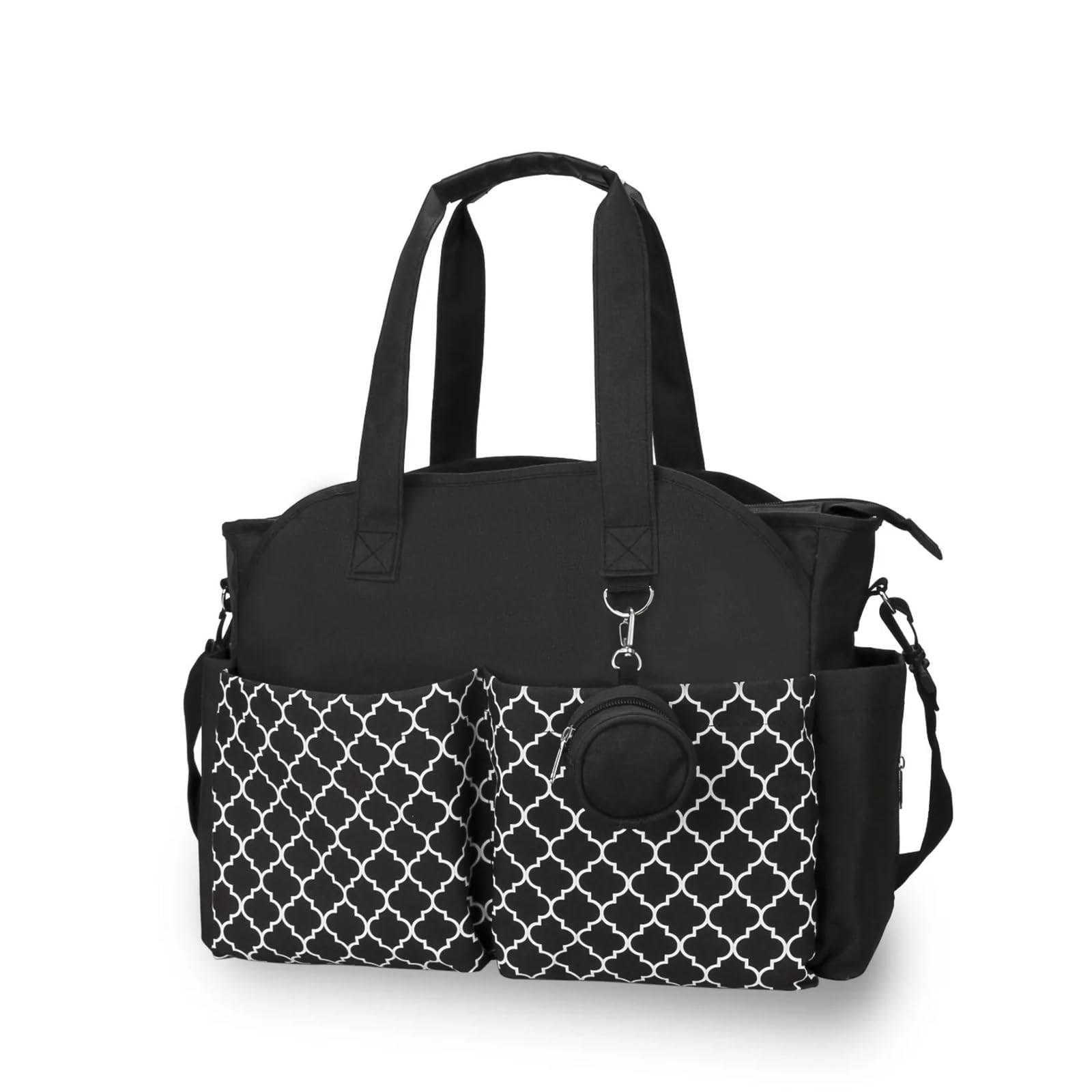 Bolso Carro Bebe Bolso de hombro portátil for mamá, bolso for chupete geométrico impreso, viaje al aire libre, impermeable, for madre, bolsa de pañales con separación húmeda y seca, organizador de bol