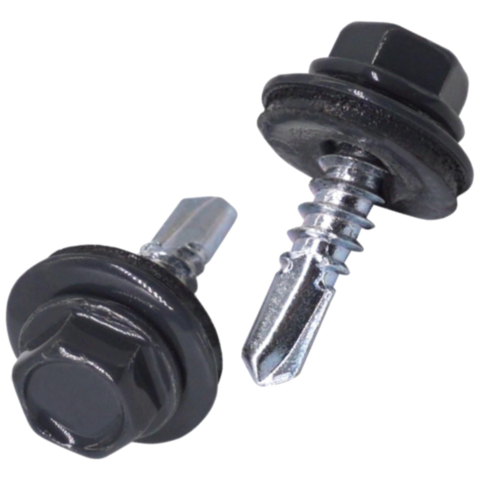 SKIR'CO (50 pcs) Roofing Screws, Hex Head, 4.8 x 19 mm Painted Self-Drilling Screws With EPDM Washers (Anthracite grey RAL 7016)