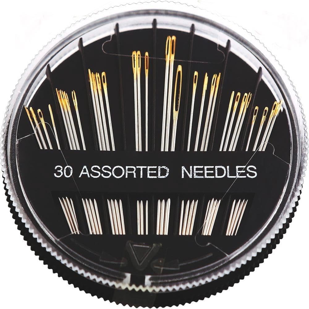 Needls Premium Needles, Sewing Needles For Hand Sewing, 30-Pack Assorted With 2 Threaders, 6 Lengths, Embroidery Large Hole, Eye Stitching