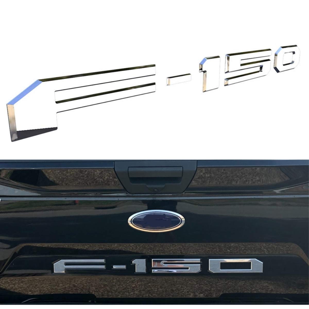 Tailgate Insert Letters for Ford F150 2018 2019 2020-3M Adhesive & 3D Raised Tailgate Decal Letters - Chrome Silver