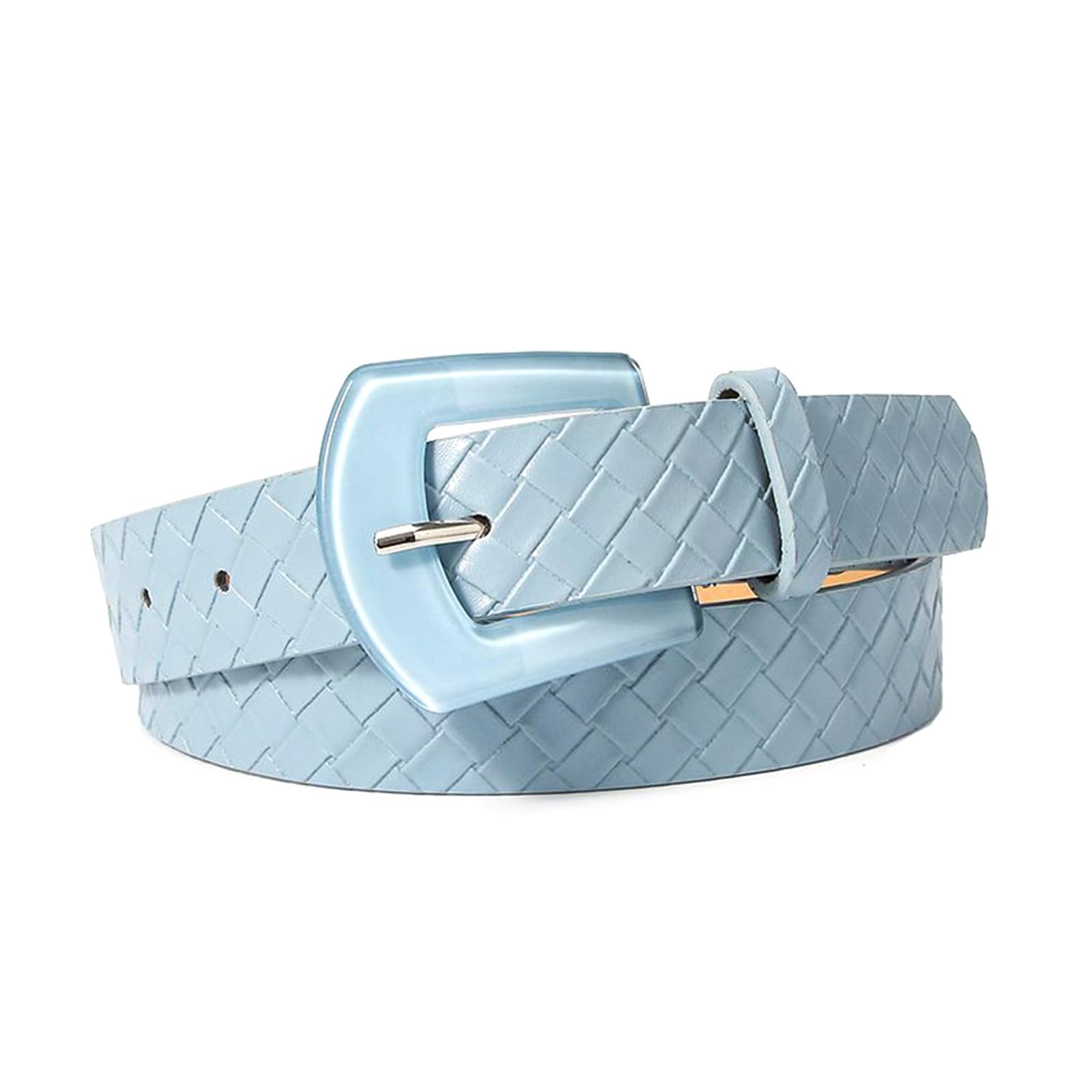 ApuaVireo&Co Women's PU Leather Belt Colour Waistband Adjustable Waist Belt Jeans Dress Waist Belt Casual Pin Buckle Belt(Blue)