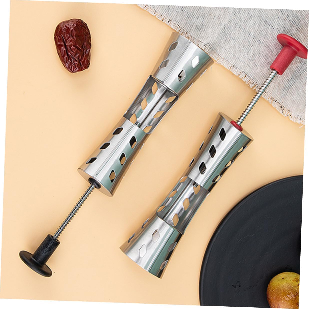 Manual Cherry Pitter Tool Stainless Steel Fruit Core Remover with Push-down Design Portable Red Date Corer for Kitchen and Picnic Use