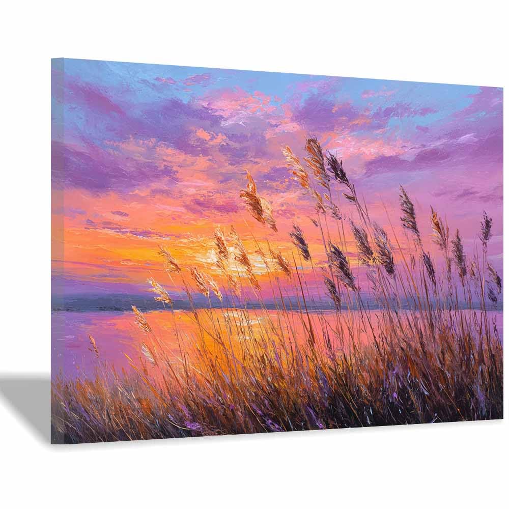 ZAMAEIU Wydruk na płótnie Krajobraz Le Xia obrazy, sztuki dekoracyjne, odpowiednie do dekoracji ścian salonu, łazienki itp. (pomarańczowy75)-60x90cm oprawione