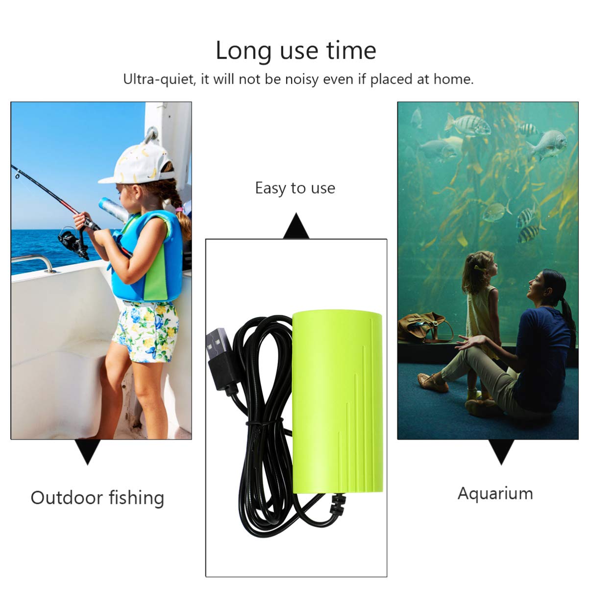 Happyyami 2piezas Mini Bomba De Aire USB Silenciosa para Acuarios Oxigenador Portátil De Agua para Transporte De Peces y Uso Cortes De Energía
