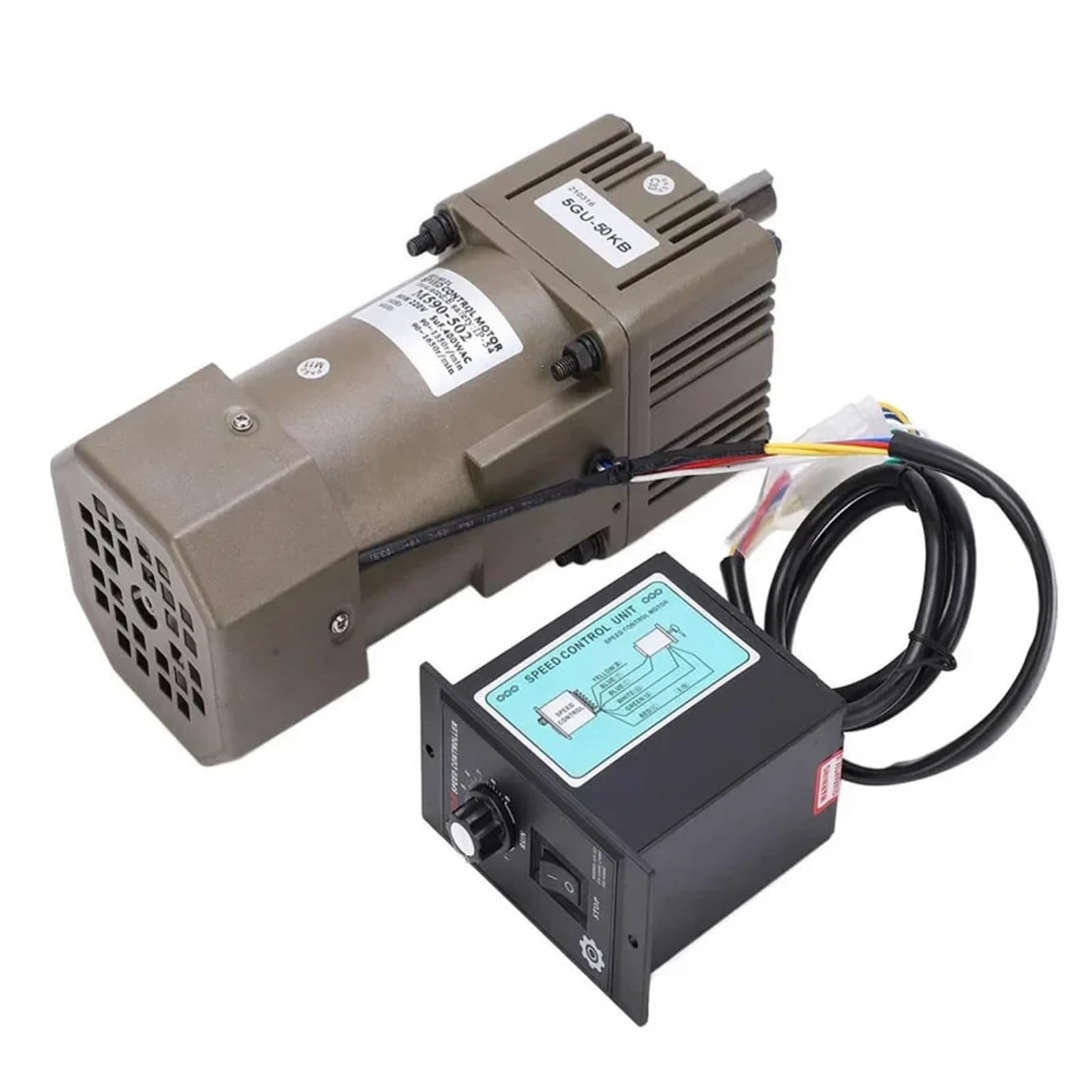 AC Motor De Velocidad Ajustable Motor Motorreductor de velocidad variable con reductor reversible de CA 5RK90GU-CF, 450-2,7 RPM, 220 V, 90 W, 1:3-1:500, 5GU, motorreductor + regulador(25K(0-54rpm))