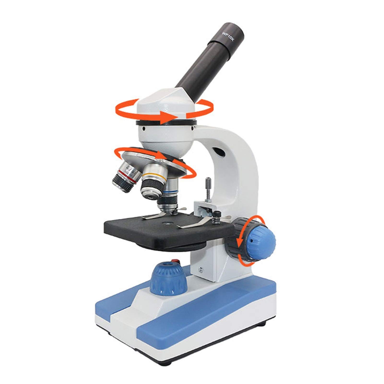 Mikroskop cyfrowy, Mikroskop biologiczny, Mikroskop monokularny 2000X 360 Rotatowalna głowica LED USB i regulowany dolny podświetlony