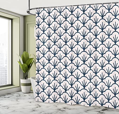 Rideau de douche en tissu imperméable avec crochets motif géométrique - 5