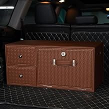 Car Trunk Organizer for Skoda Kodiaq VRS 2025 Large Capacity Multifunctional Storage Box Waterproof Storage Bag Drawer Storage Box with Password Lock,B-Brown